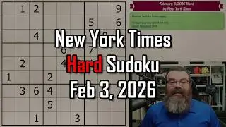 NYT Hard Sudoku Walkthrough | Feb 3, 2026