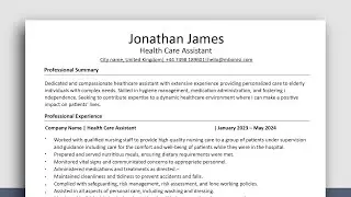How to Write a CV - Health Care Support Worker CV UK + Resume Template, ATS CV