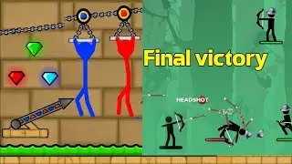 Watergirl and Fireboy Stickman The Archers 2 highest lever (Red and Blue)