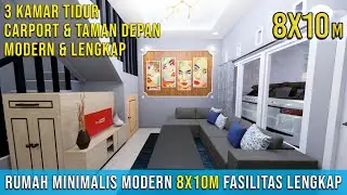Desain rumah 8x10 meter dengan 3 kamar tidur, fasilitas super lengkap