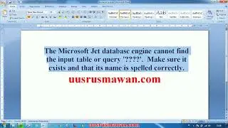 error The Microsoft Jet database engine cannot find the input table or query