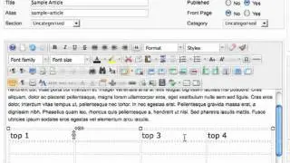 Using tables in the WYSIWYG editor