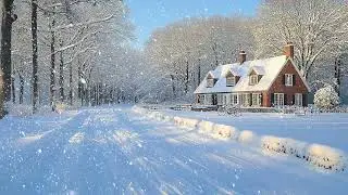 Enchanted Winter Nights: Gentle Snowfall, Whispering Winds, Cozy Frosty Ambiance for Deep Relaxation