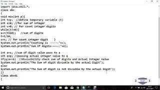 WAP to Sum of digits, Counting Digit value and divisibility check in Java
