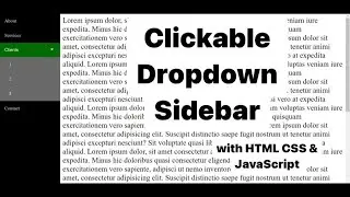 Clickable Dropdown Sidebar using HTML CSS and JavaScript