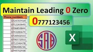 How to maintain Leading zero [Prefix] on Numbers in excel