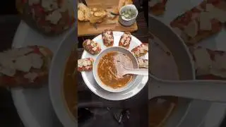 My incredible Dinner. Bruschetta bread with hot & sour soup #shorts