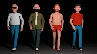 Simple man low-poly stylized. Modular customizable character.