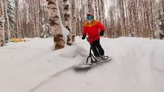 Сноускут Snowscoot. Губаха, едем по Свечке на сноускуте. snowscoot in gubaha candle trail