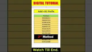 Excel Trick You Need To Know: How to Add +91 Before Phone Numbers in Excel | Digital Tutorial
