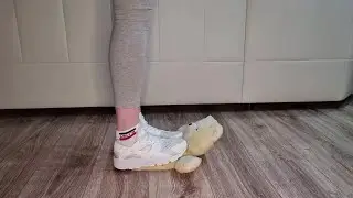 Trample teddy bear with my white Nike Huarache 