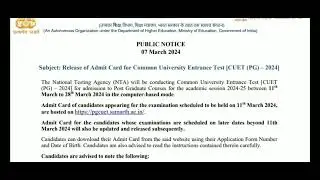 CUET PG New Update ADMIT CARD OUT Important Update for All Students March 8, 2024