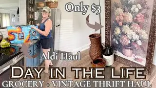 SUMMER 2024 DAY IN THE LIFE/ALDI GROCERY HAUL ON A BUDGET/THRIFTED VINTAGE HOME DECOR HAUL 2024