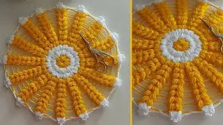 Easy Crochet Puff Flower Scrubbies / Crochet Sunflower Pattern / Washcloth Puff Stitch