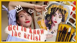 Get to know the artist ⚘ Watercolor and acrylic portrait painting in my sketchbook