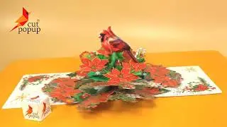 Red poinsettia flowers for Christmas 3D pop-up card