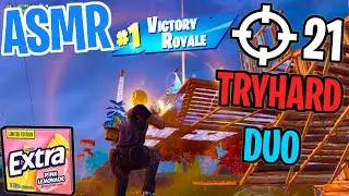 ASMR Gaming 😴 Fortnite Tryhard Duo Win! Relaxing Gum Chewing 🎮🎧 Controller Sounds + Whispering 💤