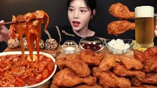 SUB)Crispy Fried Chicken and Spicy Chicken Feet + Beer! Mukbang Asmr