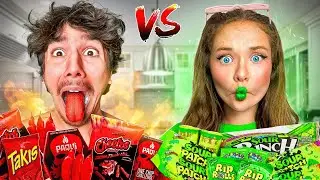 EATING 100 SPICY vs SOUR FOODS w/ ZOE (Bad Idea)