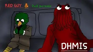 Red guy and duck scene animated . DHMIS