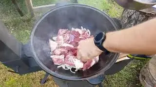 Шашлык в казане из баранины