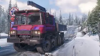 Snowrunner Truck Simulator KRS 58 BANDIT tackle Snowy Muddy Dirt, Narrow roads Gameplay