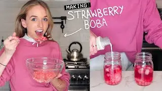making STRAWBERRY BOBA (from a tiktok recipe)
