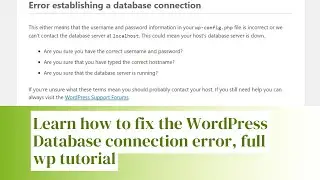 How to Fix Database Establishing Error in WordPress [2023 Update] || WordPress Tutorials