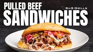 Smoked Pulled Beef Sandwiches on the SNS Kettle Grill with Drip 'N Divide!