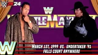 Full Match - The Rock '99 vs Undertaker '91: Falls Count Anywhere: Wrestlemania | WWE 2k24