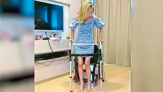 Lovely Paraplegic Wheelchair Girl Trying to Stand Up #3