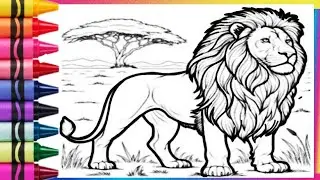 Drawing and Coloring a Lion 🦁 Easy Lion drawing for kids #lion #liondrawing #lionface