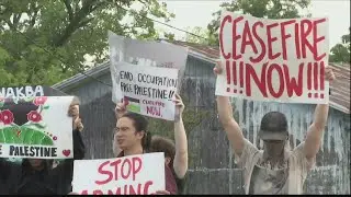 Pro-Palestine, Trump supporters protest at Harris rally
