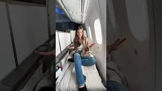 Do beds on planes have seatbelts?? ✈️  #firstclass #businessclass #travel #plane #flight #flightvlog