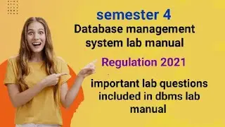 Database management system lab manual || Regulation 2021 || important questions