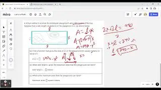 Word problem involving optimizing area by using a quadratic function