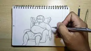 How I draw Fatty Iron Man roughly with my pencil