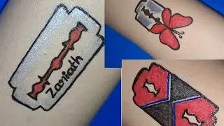 different tattoo design with using blade/temporary tattoo making idea at home/tattoo for hand