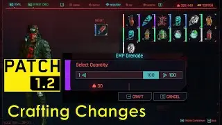 Cyberpunk Patch 1.2 Crafting Changes: Craft Multiple Items, New Icons, Cost Changes, Nerfs?