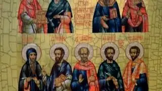 Икона состаренная Собор Целителей Бессребреников и Чудотворцев