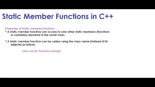 Static member Functions in C++