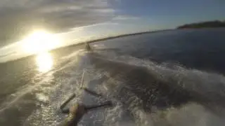 Wake boarding behind a Jet ski