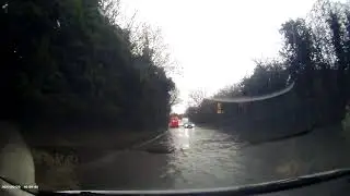Heavily Flooded Road After Storm