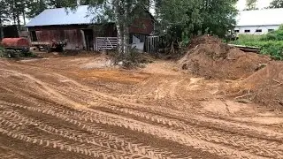 1) Valmet 705 loading sand in the woods on a Velsa70T boggietrailer tippbed
