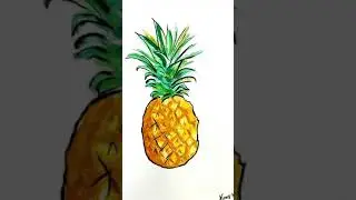 Pineapple, palm leaves and parrot painting canvas