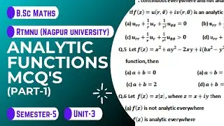 Analytic Function | Multiple Choice Questions |Part-1 |MCQ | RTMNU | Nagpur University | B.Sc. Maths