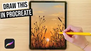 Drawing Sunset View Landscape in Procreate | Digital Art Tutorial for Beginners