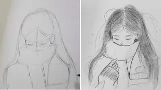 How To Draw A Girl With Scarf | Winter Season Drawing