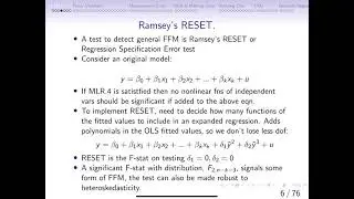 9.1a RESET as a general test for Functional form misspecification