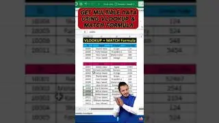 Get Multiple Data using VLOOKUP & MATCH Formula in Excel || #exceltips